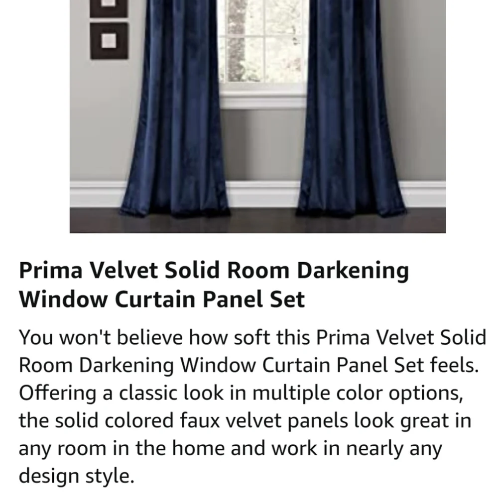 Prima Two Panel Velvet Darkening Insulated Window Curtains Navy Blue 38
